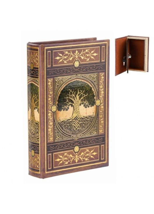 Книга сейф Источник жизни коричневая эко кожа для хранения денег и ценностей с замком и ключом ProDobro (365440487)