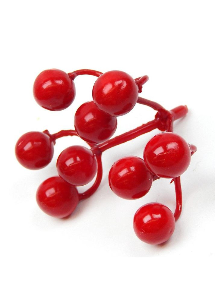 Гроздь искусственных ягод, пластик, 7х6 см, красная No Brand (361222436)