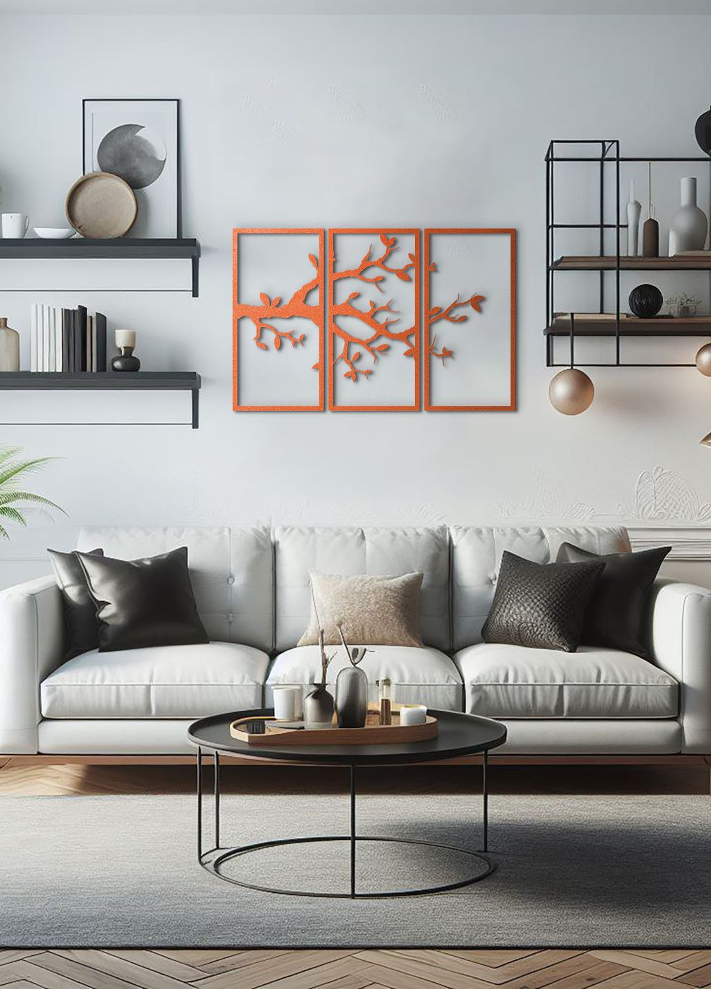 Настінний декор для дому, картина лофт "Гілка вишні модульна картина", декоративне панно 80х125 см Woodyard (292112236)