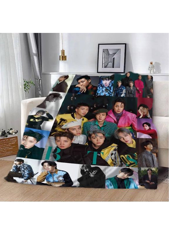 Плед плюшевий подарунковий 3D BTS №2 160х200 см No Brand (358101087)