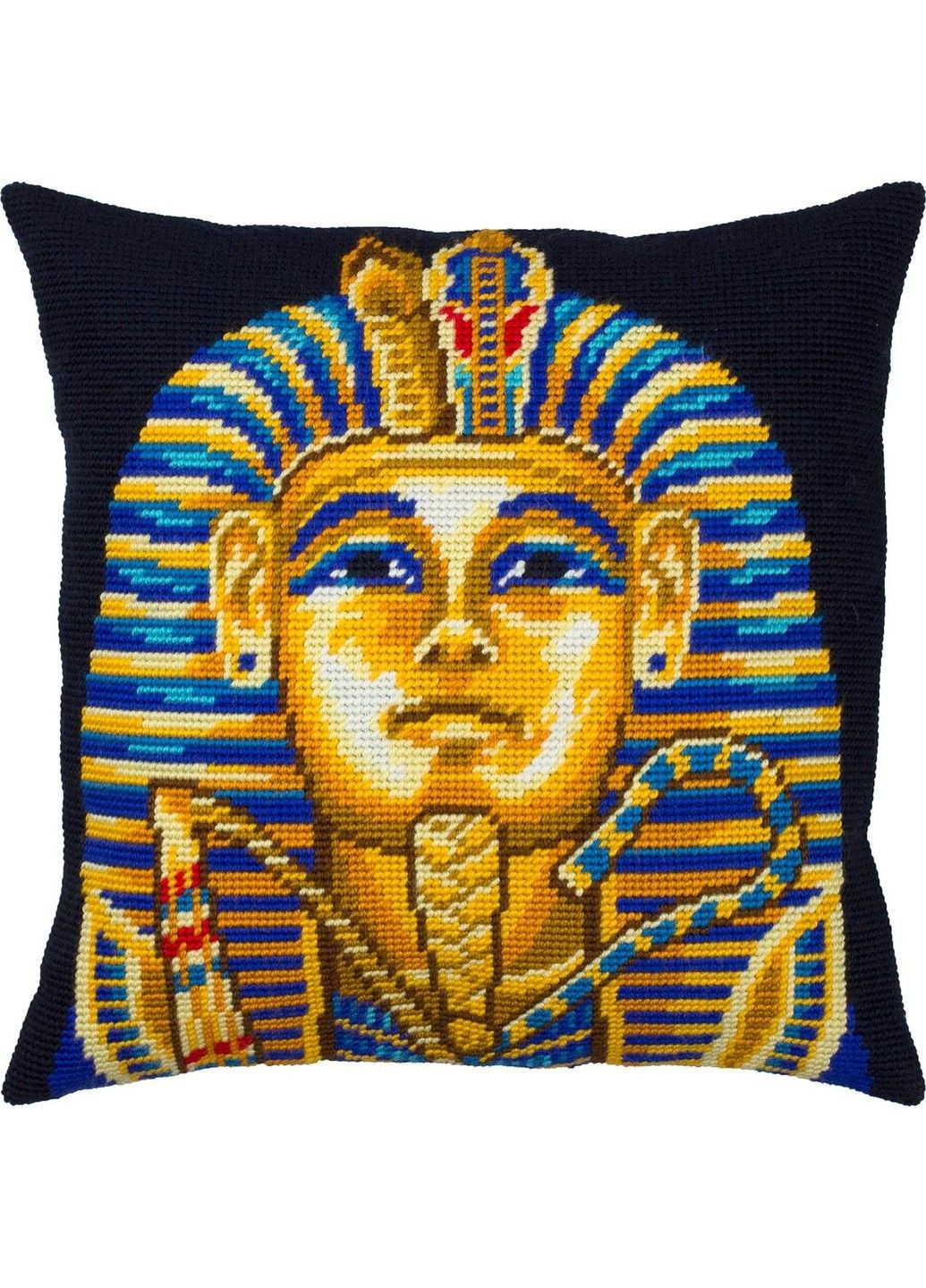 Набір для вишивання подушки хрестом Тутанхамон фараон Стародавнього Єгипту Страмін пряжів Zweigart напівхрест 40х40 см No Brand (333165501)