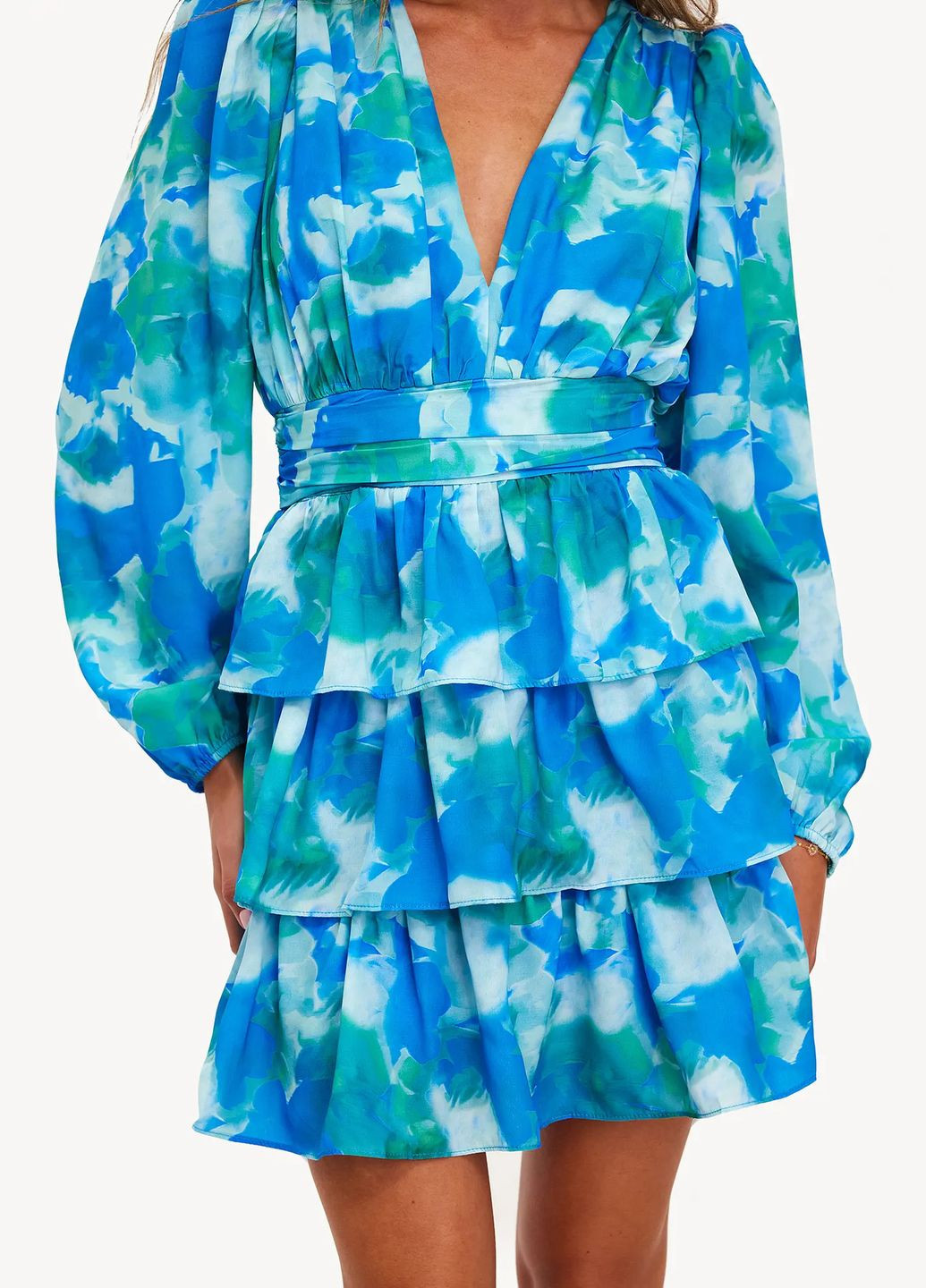 Блакитна міні-сукня з квітковим принтом Loavies