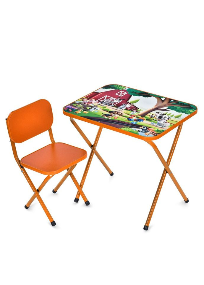Детский столик складной со стульчиком M 5968-7 оранжевый Bambi (334159248)