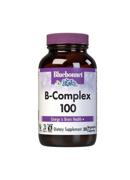 B-Комплекс 100, B-Complex,, 50 вегетаріанських капсул Bluebonnet Nutrition (326054634)