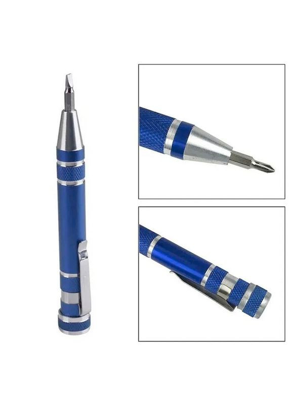 Отвертка + 8 бит в виде ручки/прецизионная/карманная/алюминиевая Silver No Brand (322707389)