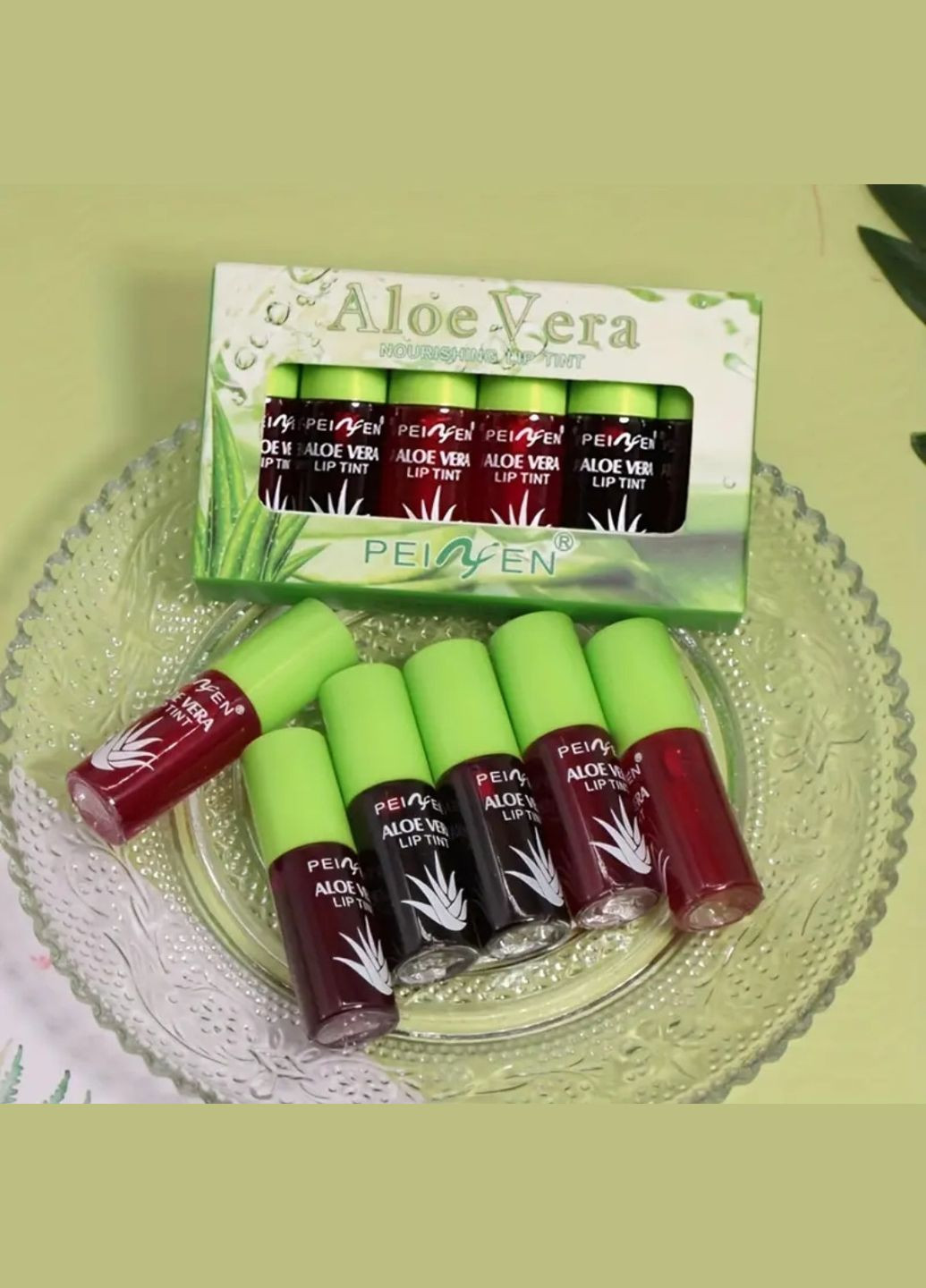 Набір тинтів для губ з Алое Вера Peinen Aloe Vera Nourishing Lip Tint, 6 шт. Kiss Beauty (302672862)