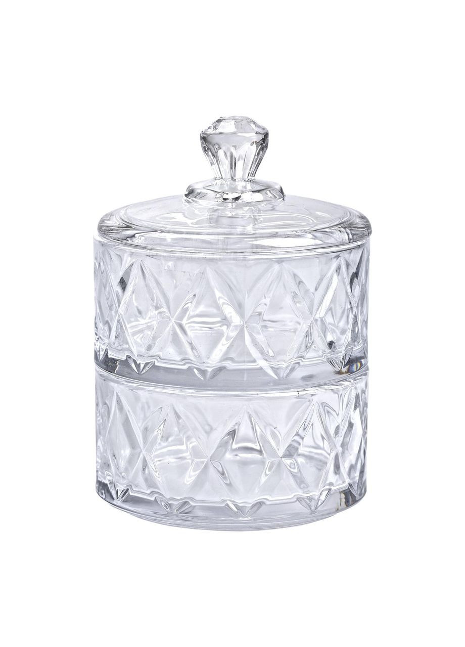 Конфетница стеклянная с крышкой Ø 10 см двухуровневая Yiwu (360454796)