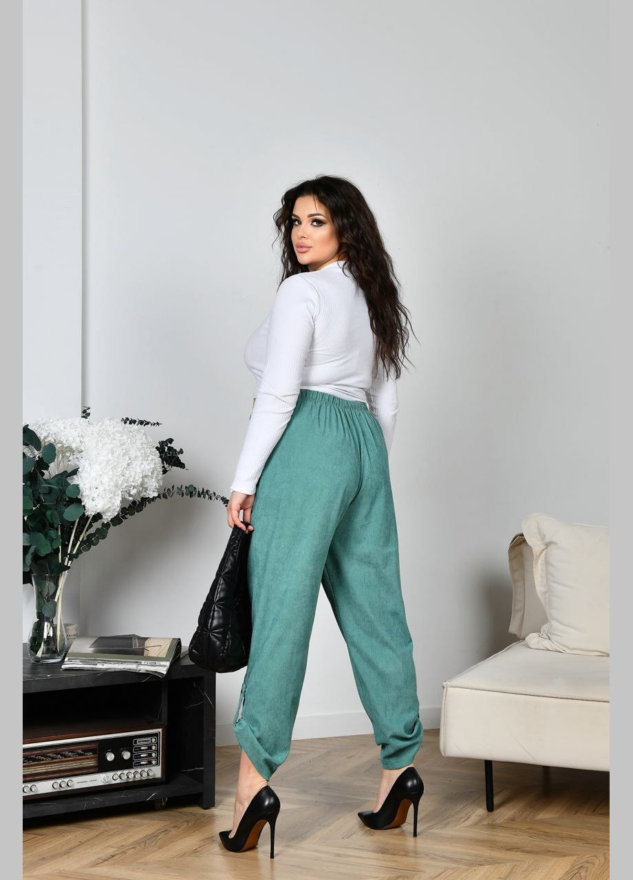 Жіночі брюки із мікровельвету колір ментол р.48/50 453794 New Trend (289477931)