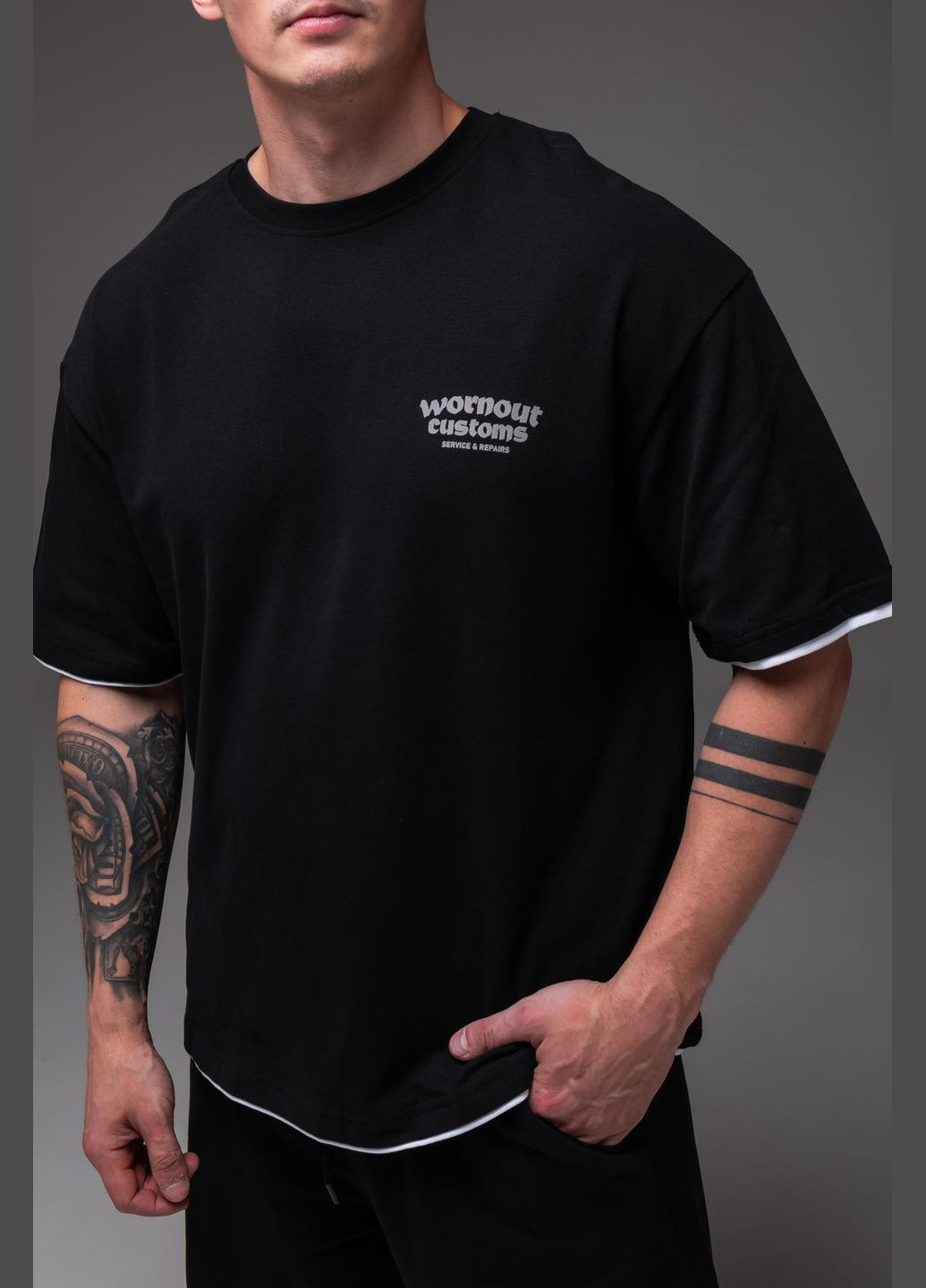 Чорний літній костюм чоловічий футболка шорти чорний з шортами No Brand