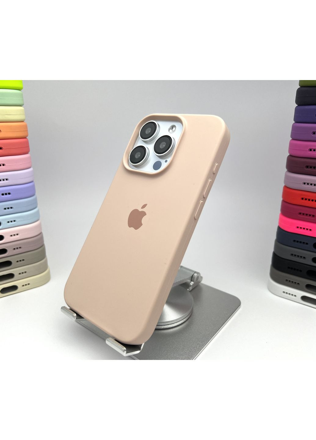 Чехол на 15 PRO Silicone Case Full Open Camera Cover для айфона 15 ПРО микрофибра Pink sand / No Brand (369137503)