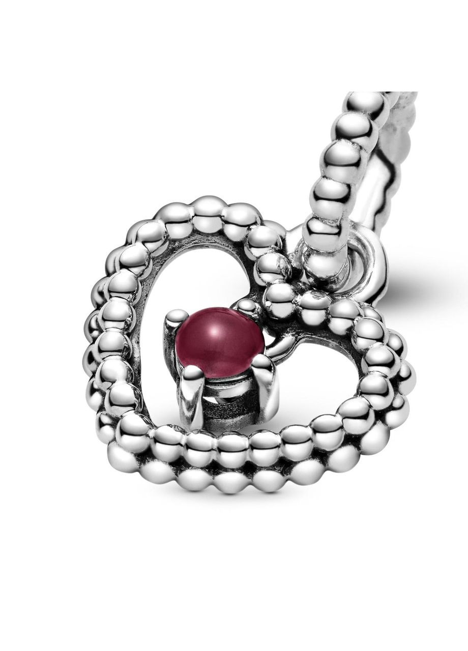 Срібний шарм Пандора "Серце з червоним каменем" 798854C08 Kabluchka (355344075)