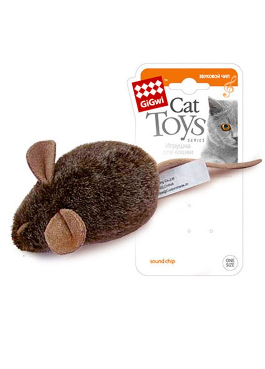 Іграшка для котів Мишка з електронним чипом Melody chaser 15 см Коричневий (75038) GiGwi (279571979)