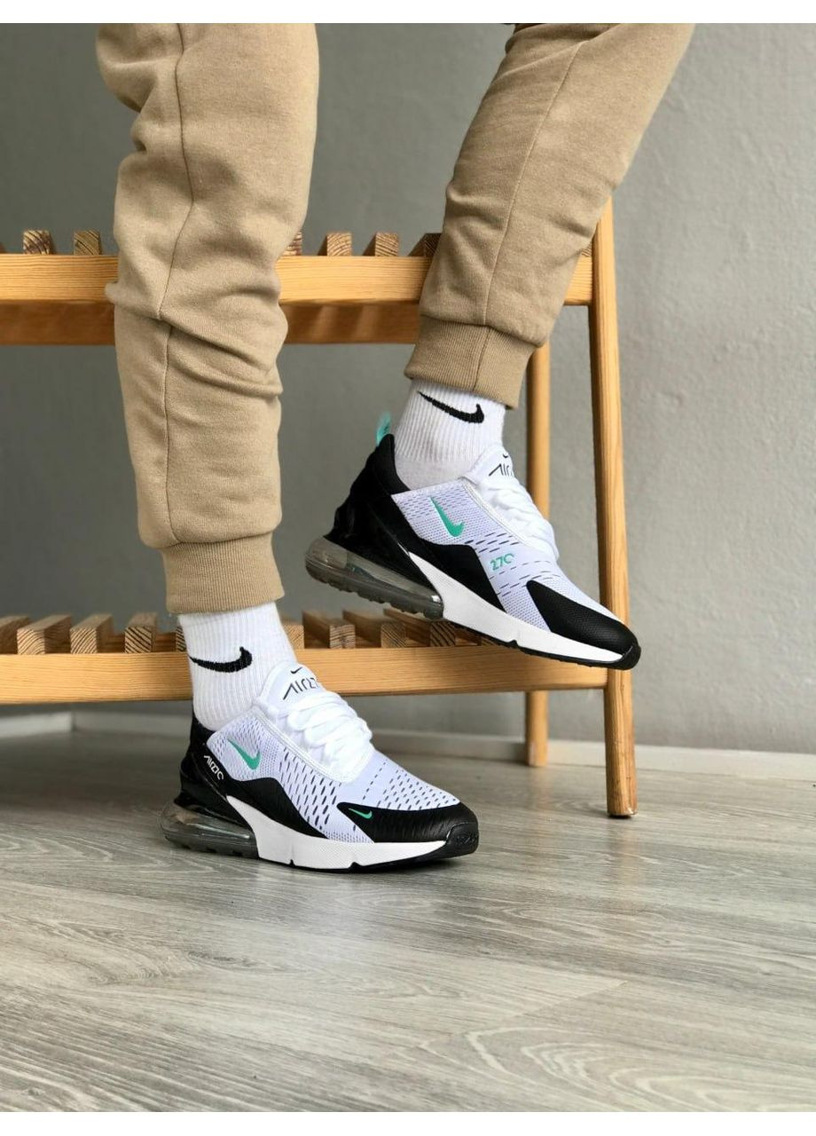 Черные демисезонные кроссовки мужские nike air max 270 white black blue 5 найк аир макс 270 No Brand