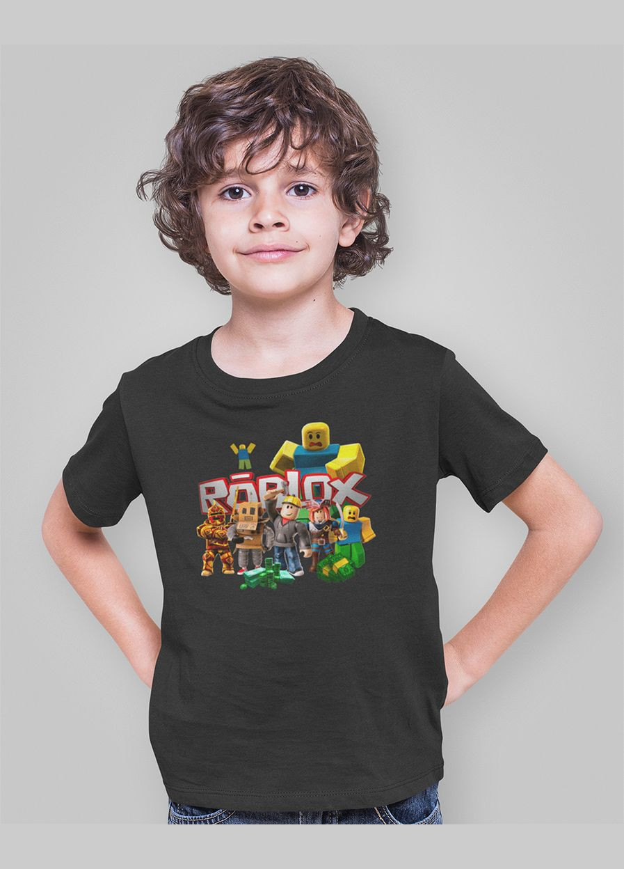Черная футболка детская roblox мальчишник No Brand