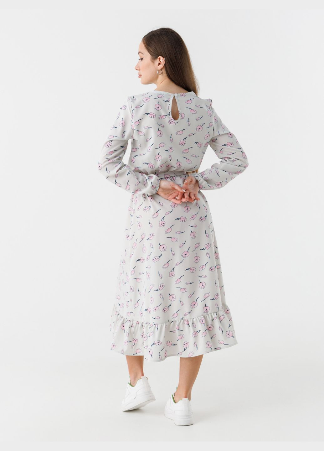 Молочное повседневный платье с узором женское wtc02306 молочно-розовый shop (2000990579942) LAWA