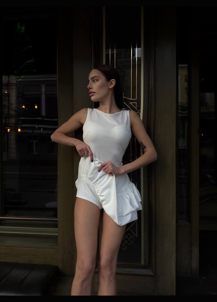 Белое женское платье-шорты с воланами No Brand