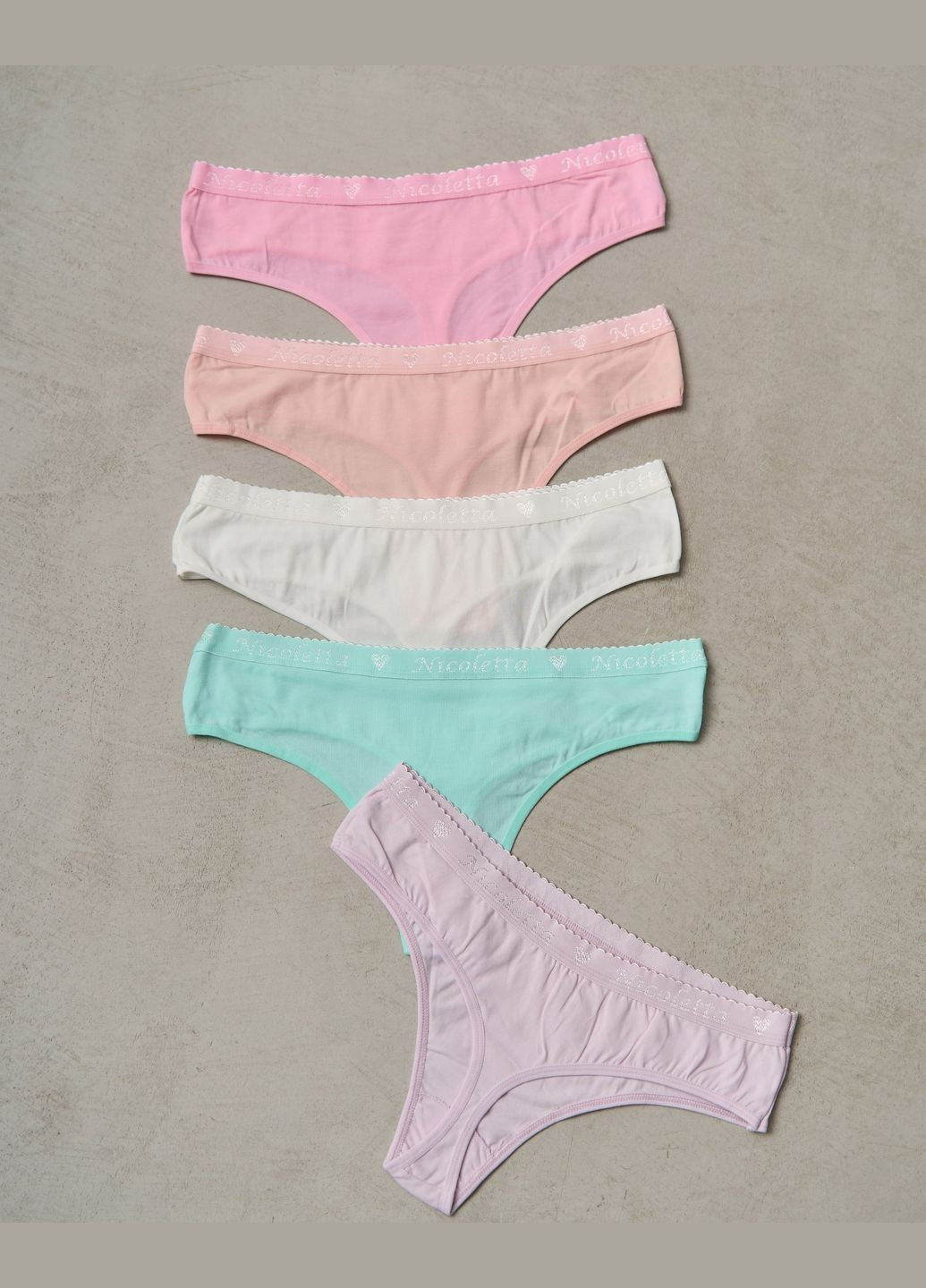 Стринги пастельные, батал 5 шт. Nicoletta (322126726)