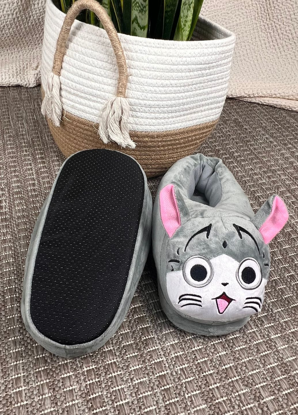 Домашние тапочки котик Чи унисекс плюшевые нескользящая подошва My Kigu (366892652)
