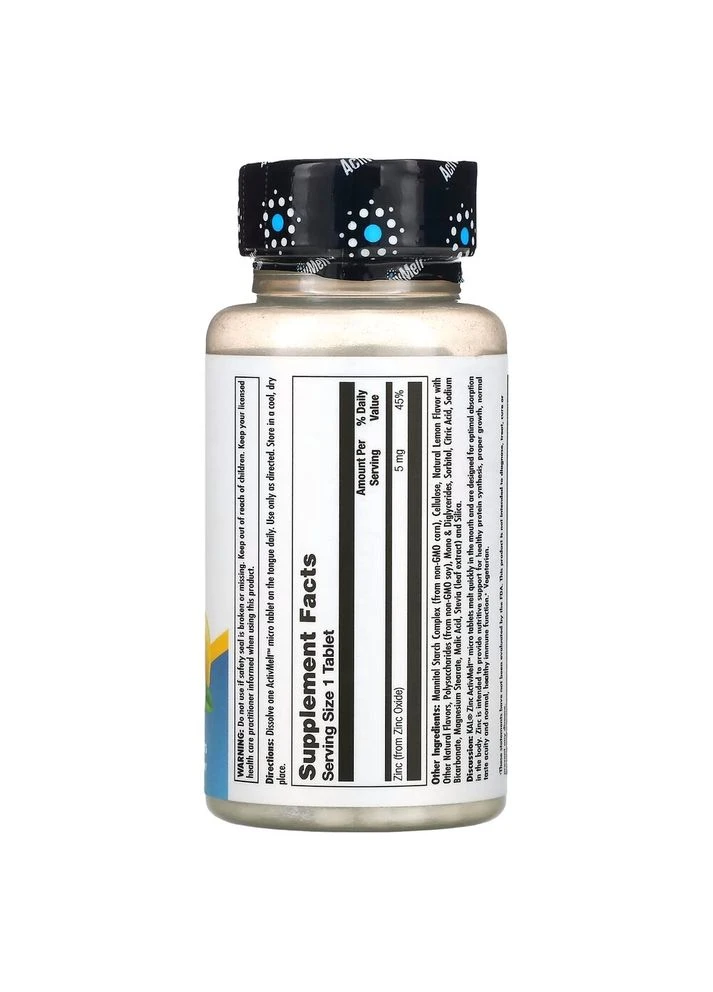 Витамины и минералы Zinc 5 mg, 60 микро таблеток Лимон KAL (322293397)