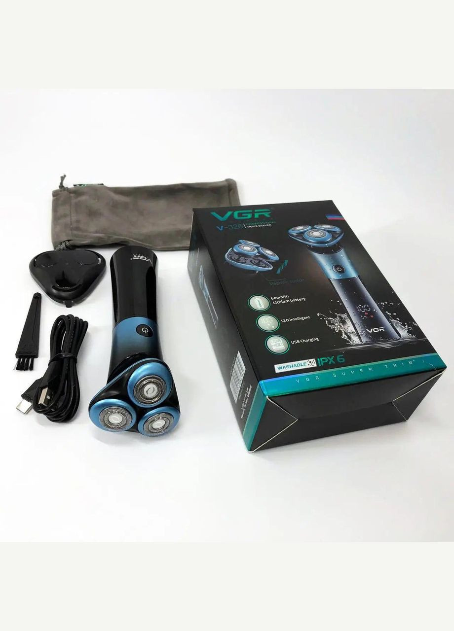 Мужская електробритва V-326 аккумуляторная бритва для мужчин Бирюзовый 5 Вт VGR (302890725)