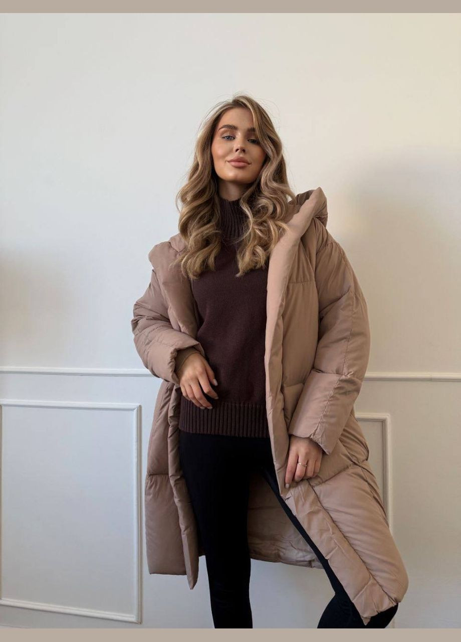 Бежевое зимнее Пальто зимнее оверсайз Garna