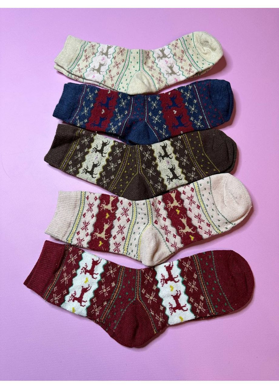 Светло-бежевые носки новогодние женские теплые новогодние (371194470)