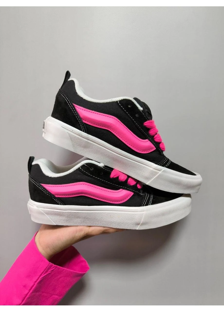 Черные летние кеды vans knu skool black pink ванс кну скул No Brand