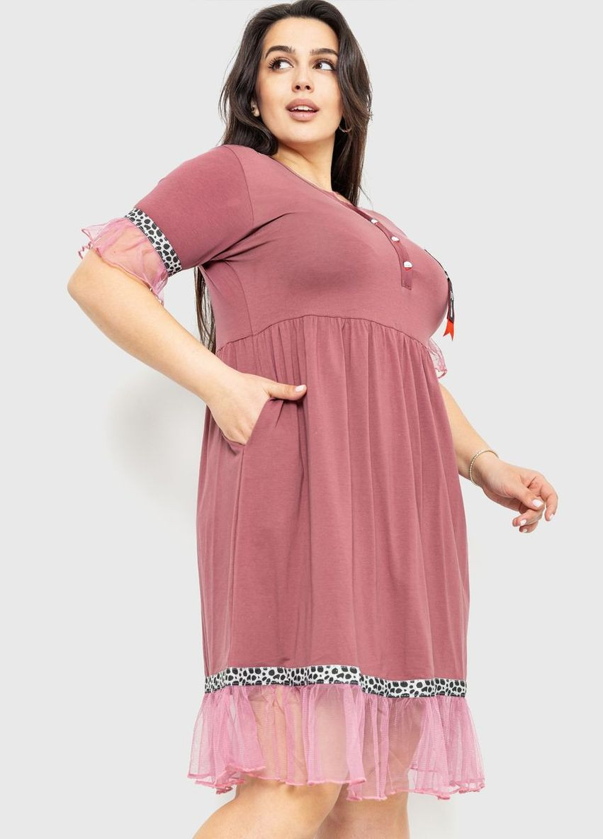 Сливова повсякденний сукня вільного крою з короткими рукавами для жінок повсякденне темно-пудрове (sku_231r6444) No Brand з малюнком