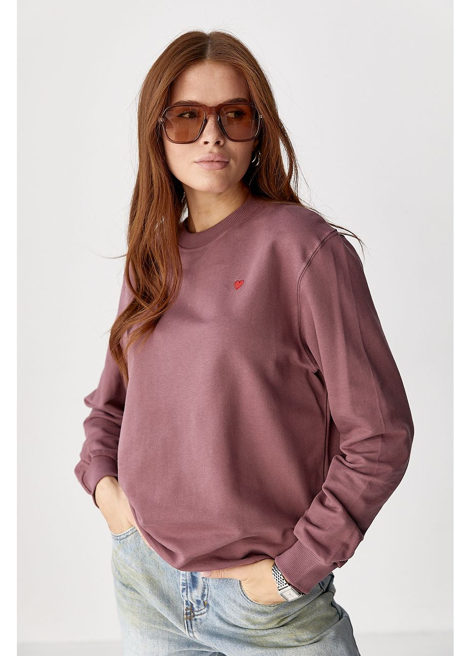 Бордовий однотонний світшот із серцем Lurex (355077372)