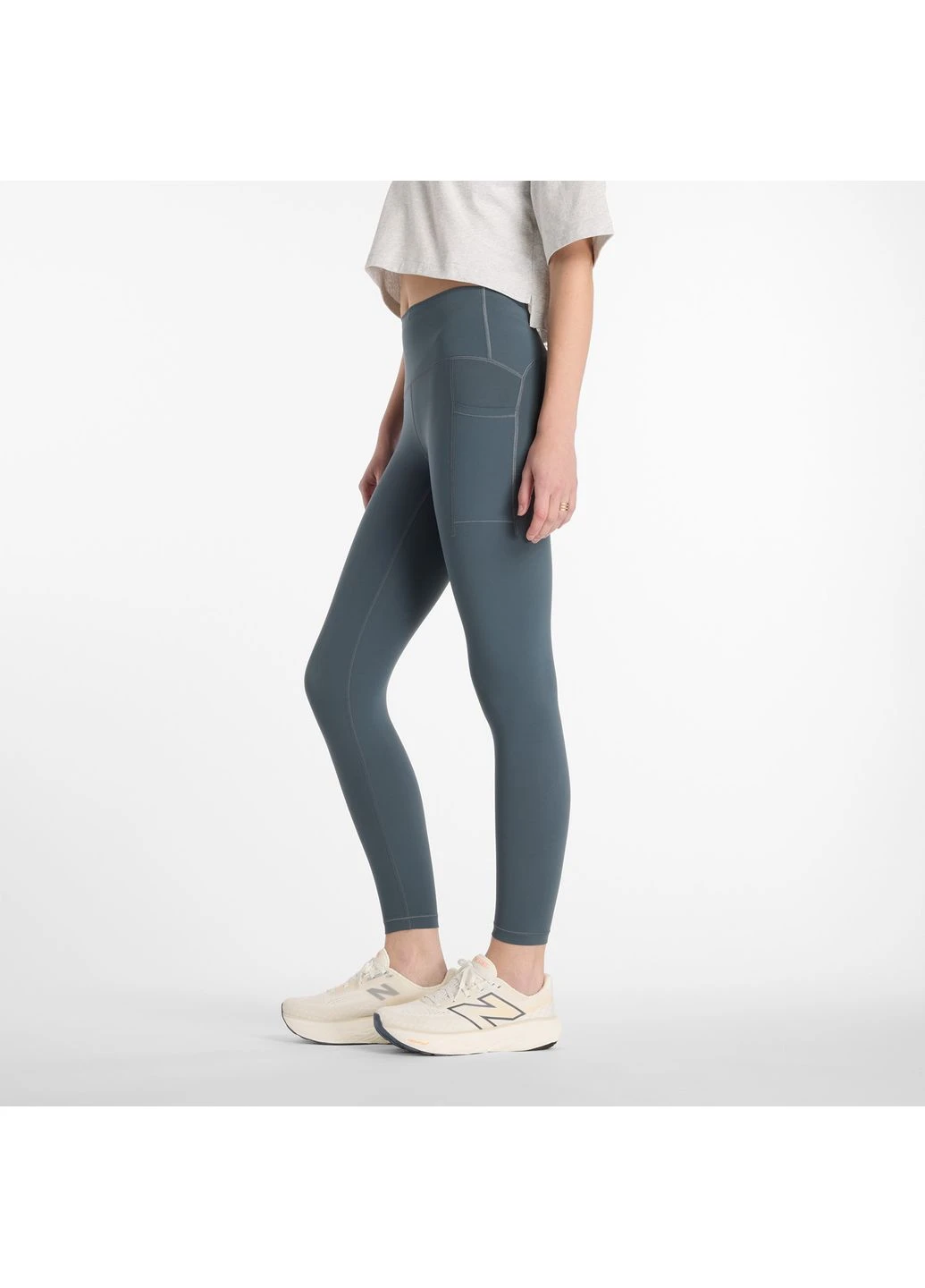 Серые женские серые тайтсы nb sleek pocket high rise legging 25" 42 (xs) (wp51268gt) New Balance