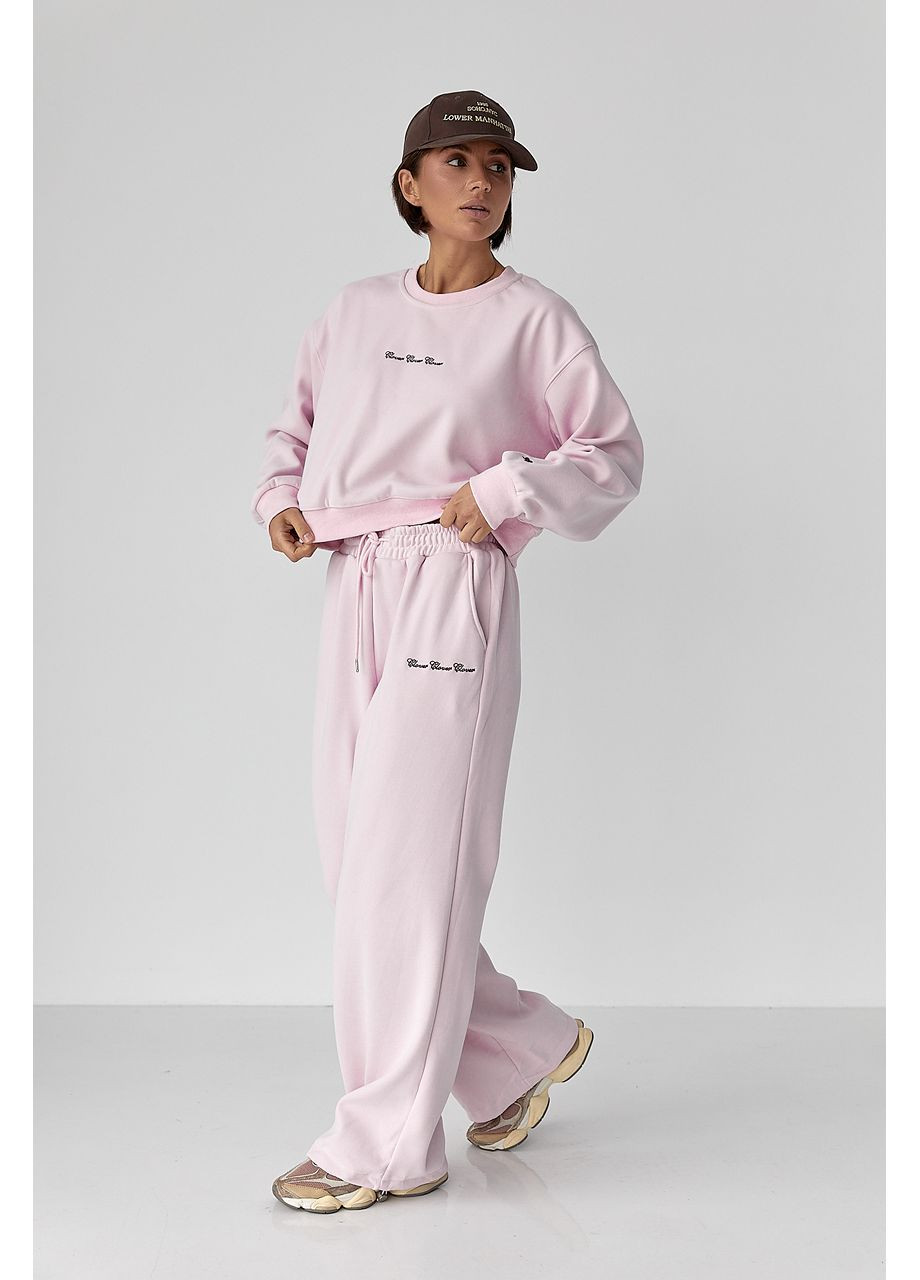 Спортивний костюм з плюшевим начосом з коротким світшотом та брюками палаццо Lurex (361432579)