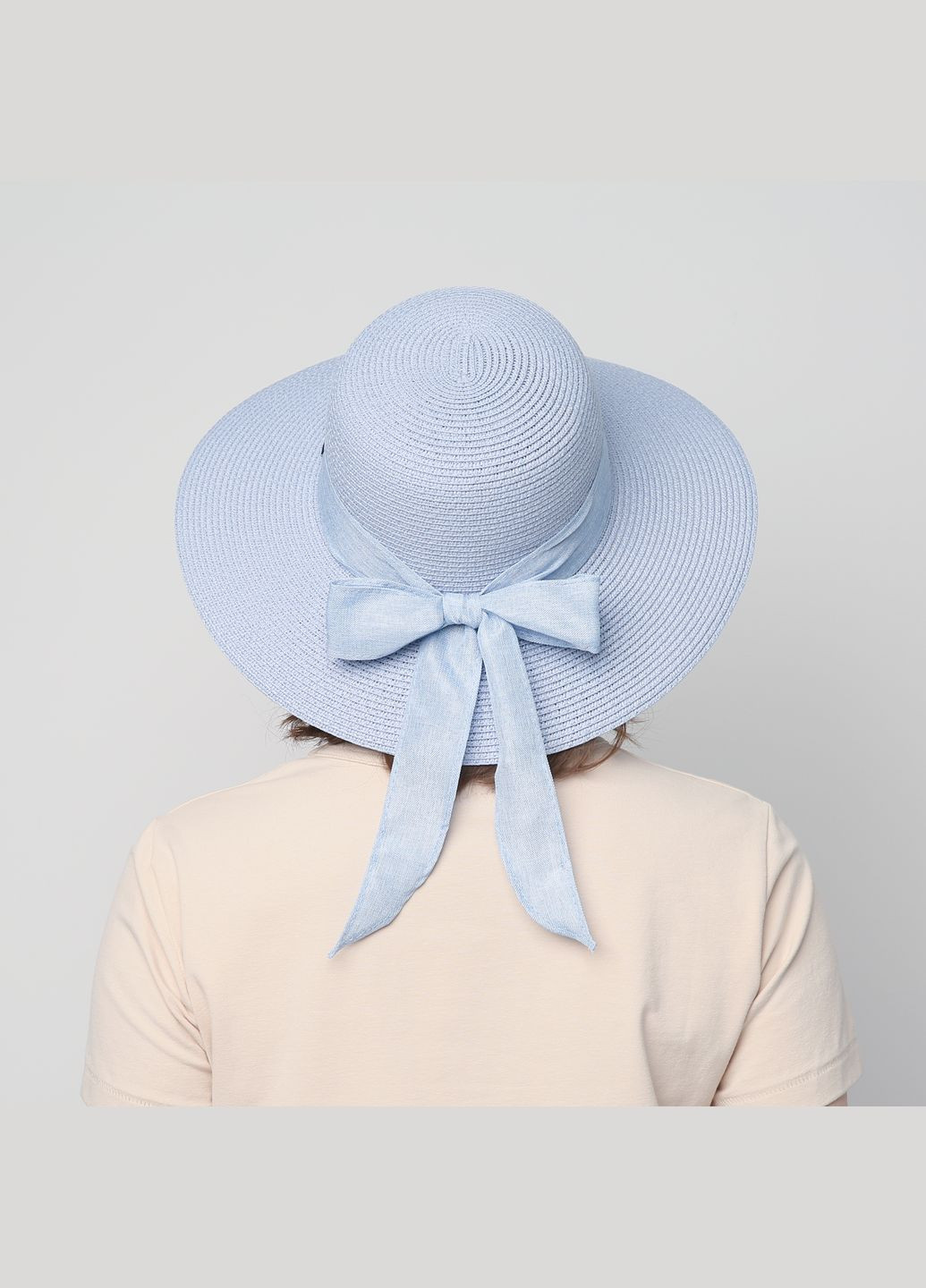 Шляпа со средними полями женская бумага голубая COCO LuckyLOOK 376-305 (289478293)