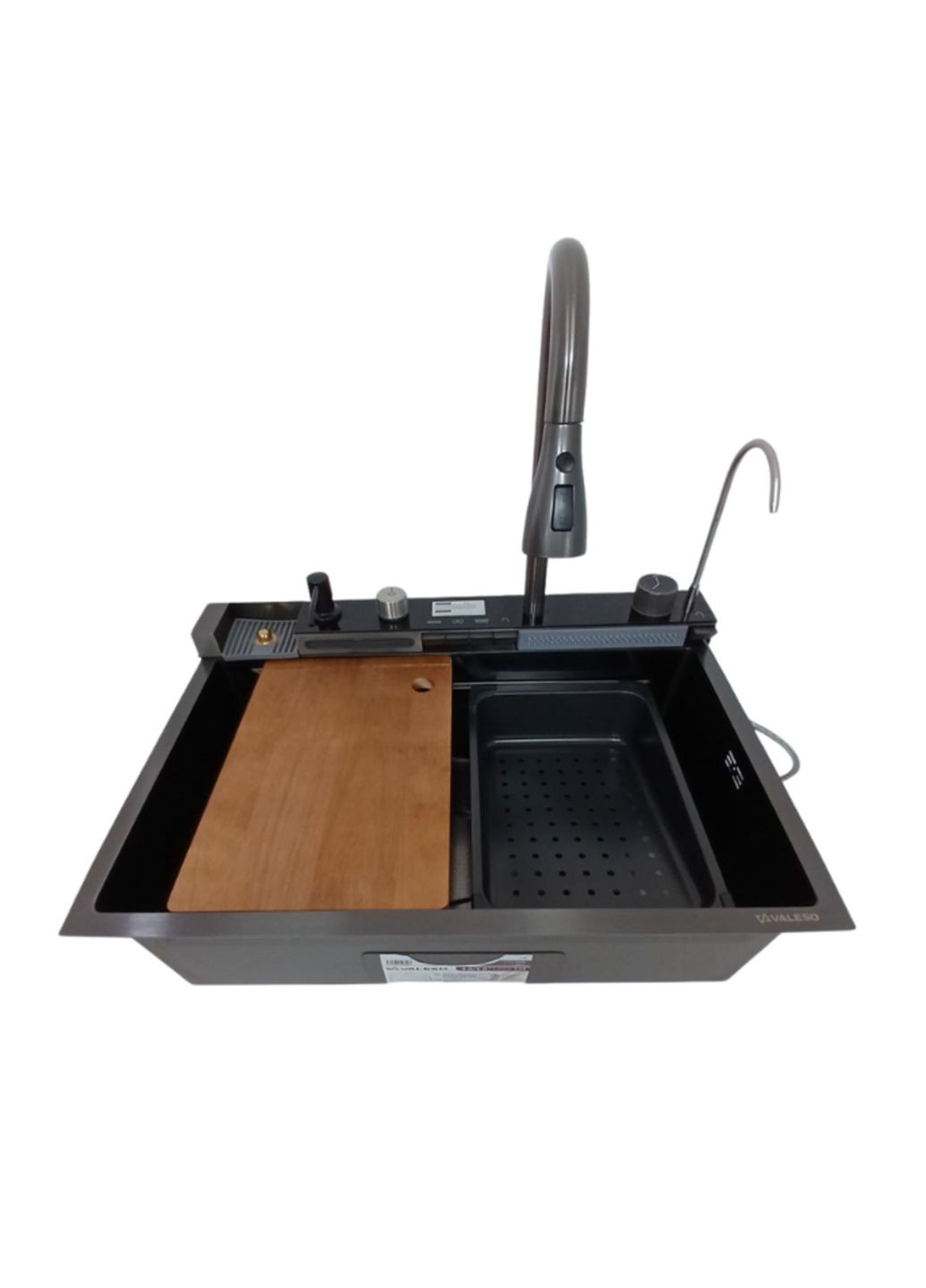 Мийка кухонна PVD чорна Handmade "Водоспад" (ДЕКОР) 68х45M Valeso (365877816)