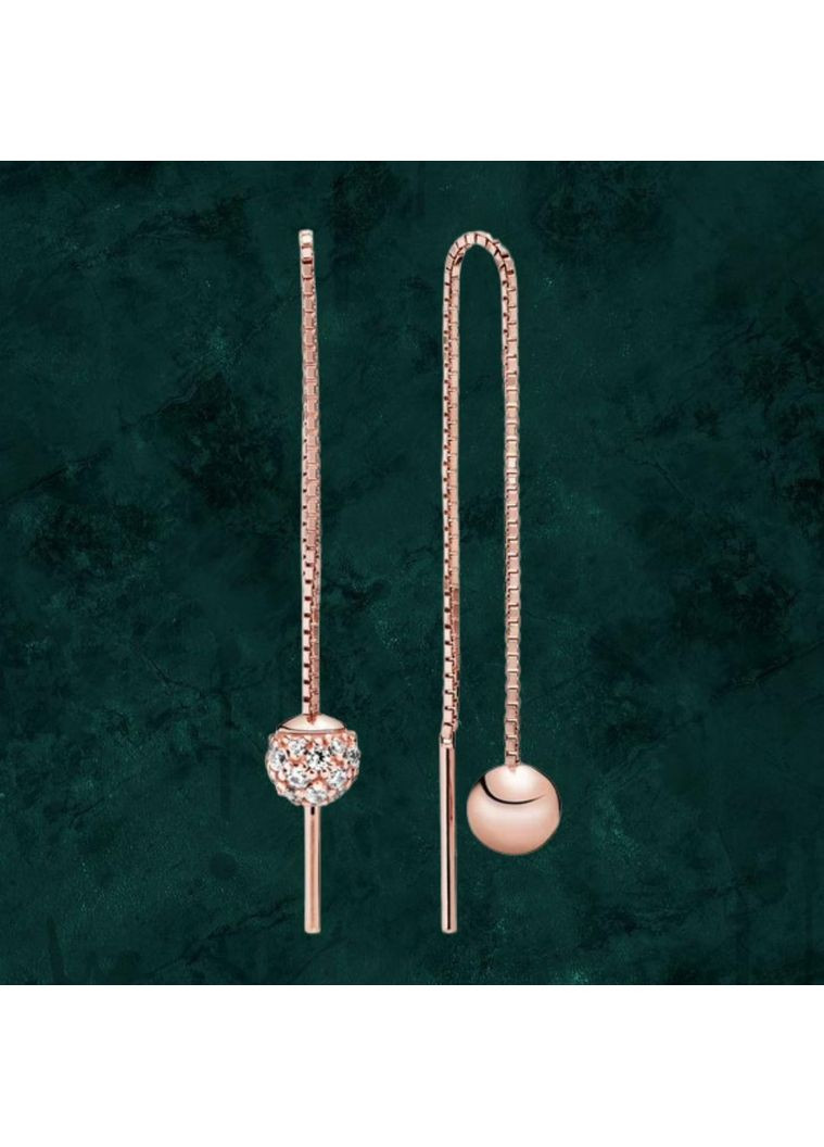 Серебряные сережки "Сферы" Pandora (Пандора) 288325cz с покрытием 14к золотом No Brand (363028451)