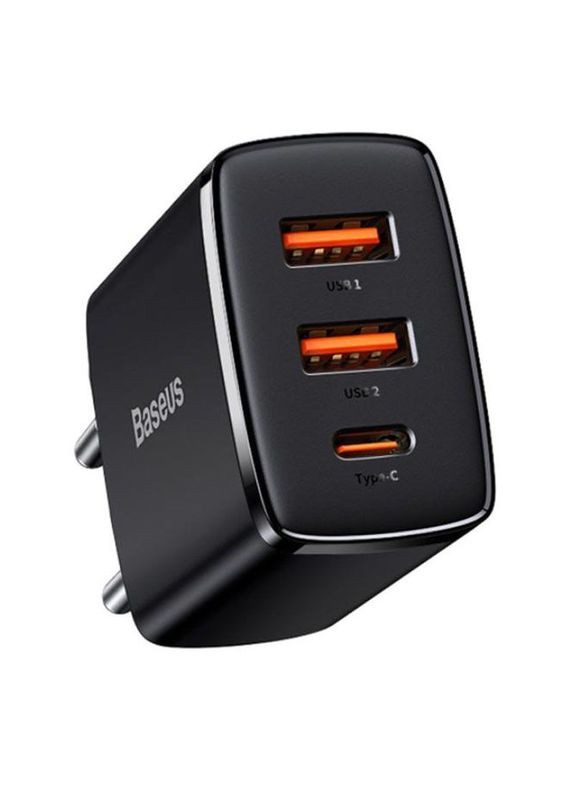 Зарядний пристрій Compact Quick Charger 30W QC+PD (2USB A/1C) (CCXJ E) Чорний Baseus (372163476)