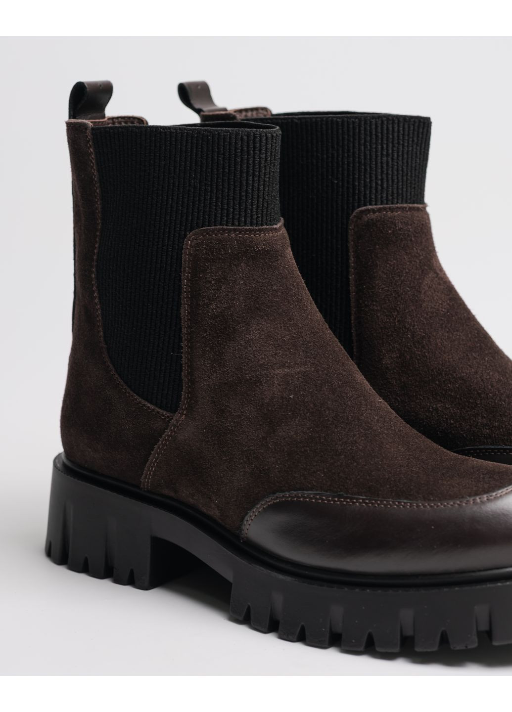 Зимние ботинки челси коричневый замша шерсть Corso Vito без декора из натуральной замши