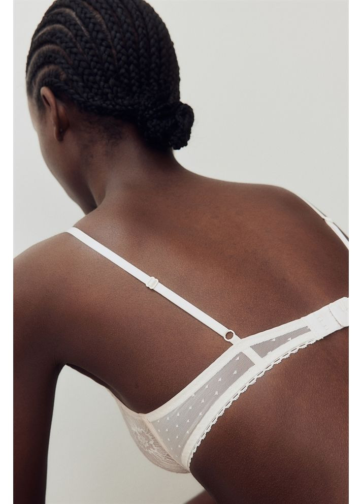 Молочний мереживний бюстгальтер H&M