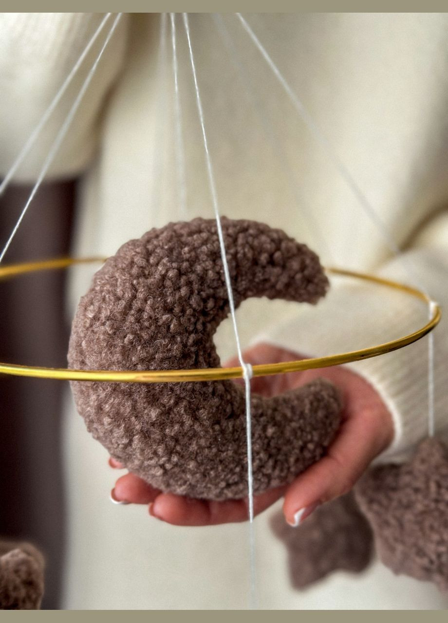 Дитячий музичний мобіль на ліжечко для немовлят WooolyWool «Зірки беж» з 35 мелодіями No Brand (342757855)