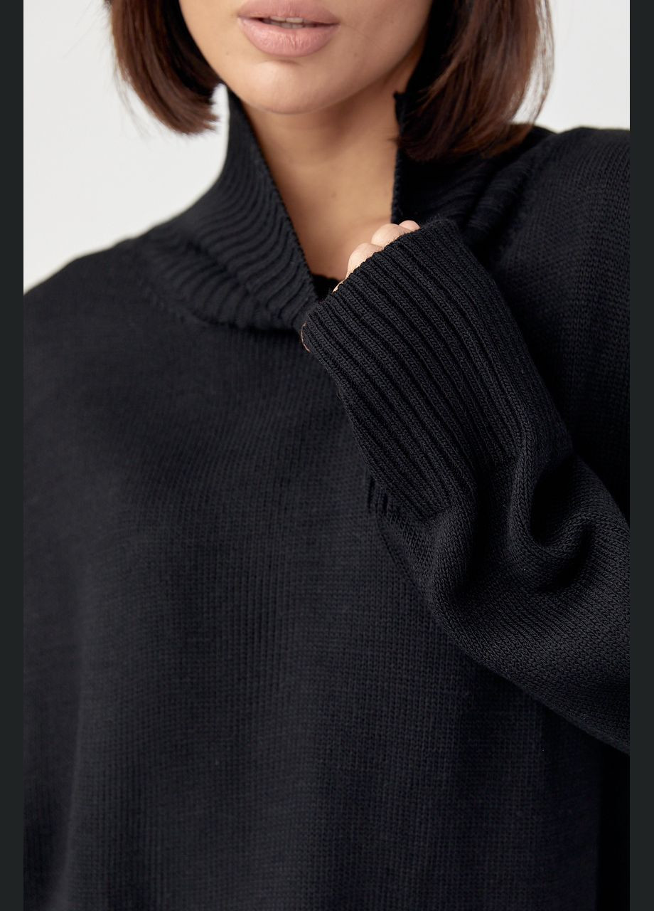 Жіночий в'язаний светр oversize з розрізами з боків 7331 Lurex (280910269)