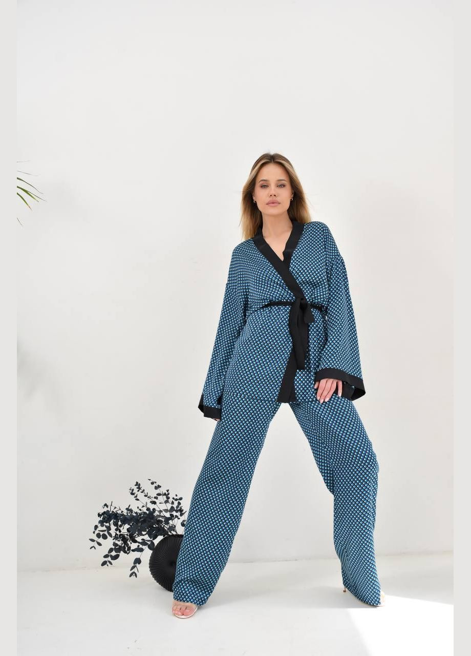 Женский костюм двойка: кимоно на запах и брюки из искусственного шелка MonCher (334676440)