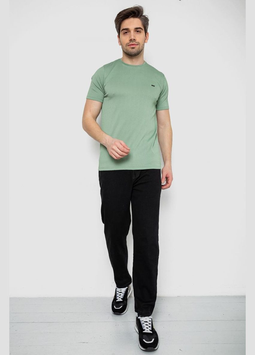 Оливковая футболка мужская в рубчик Andi 244R2526-1