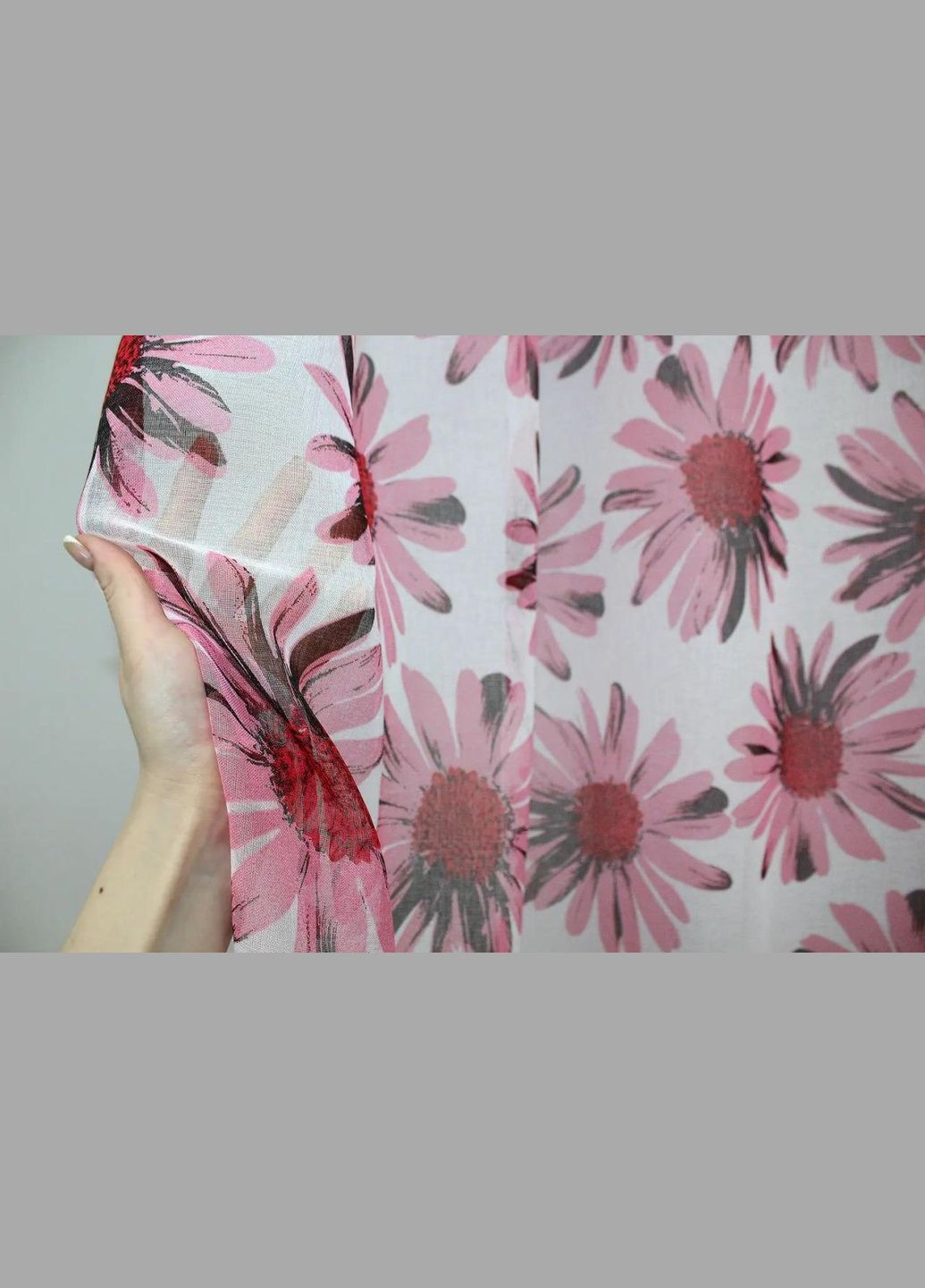 Тюль на тасьмі з утяжелювачем з батиста з принтом Рожевий 300x270 см (tul-415т-5-03) No Brand (306633741)