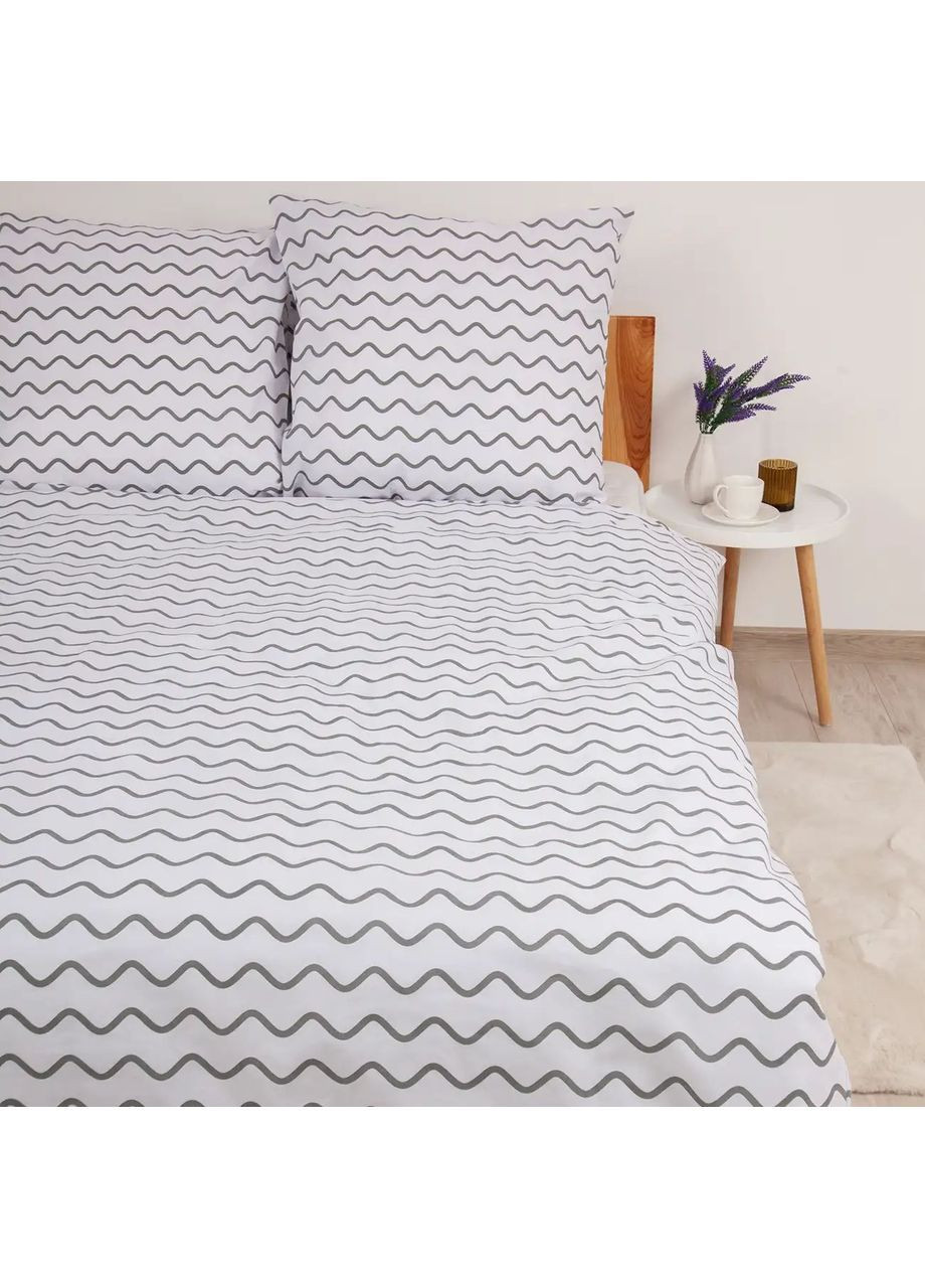 Двуспальный комплект пододеяльник с наволочками 70*70 см, 115 гр/м2 Ранфорс Pearl Dream Белый с серым (21120180215) ТЕП (365851644)