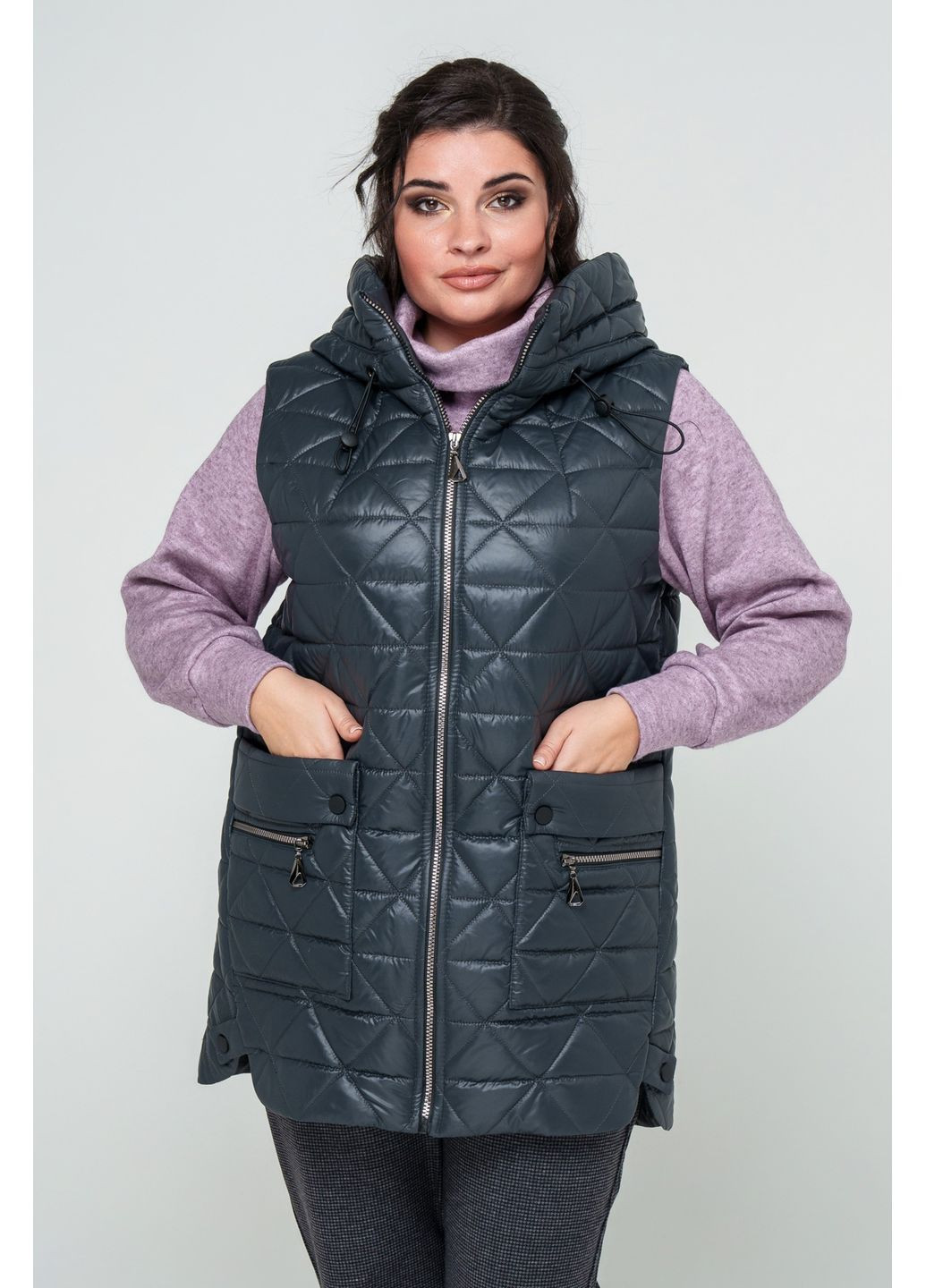 Жилет прямого силуету з капюшоном All Posa (ap101604p) A'll Posa (360920056)