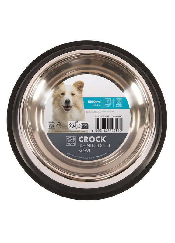 Crock Bowl - Металева миска з нековзною основою для собак і котів - 1560 мл M-Pets (352473263)