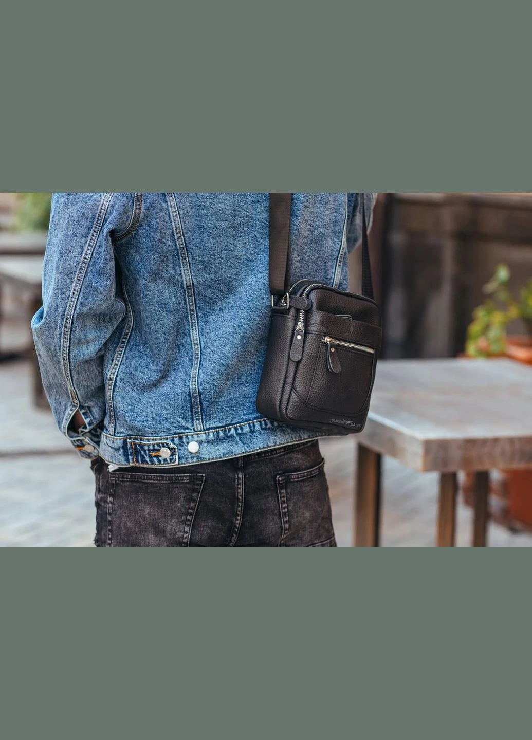 Шкіряна чоловіча чорна сумка через плече LA3314-1BL Tiding Bag (305577626)