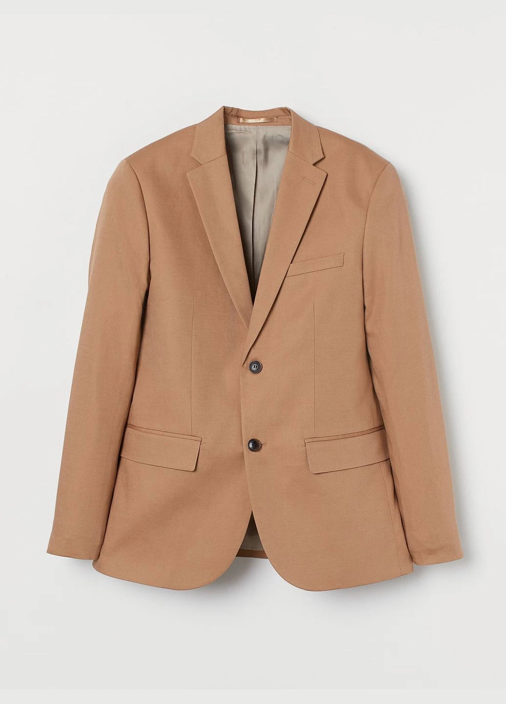 Піджак із лляної суміші Slim Fit Бежевий Діловий Демісезон H&M (315487739)