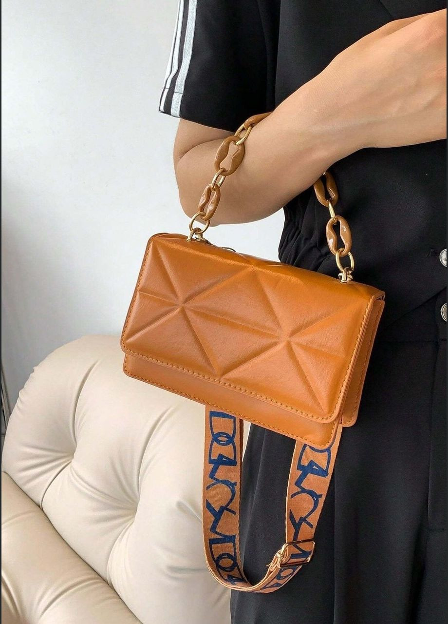 Жіноча класична сумка 10277 на ремінці через плече коричнева No Brand (282962559)