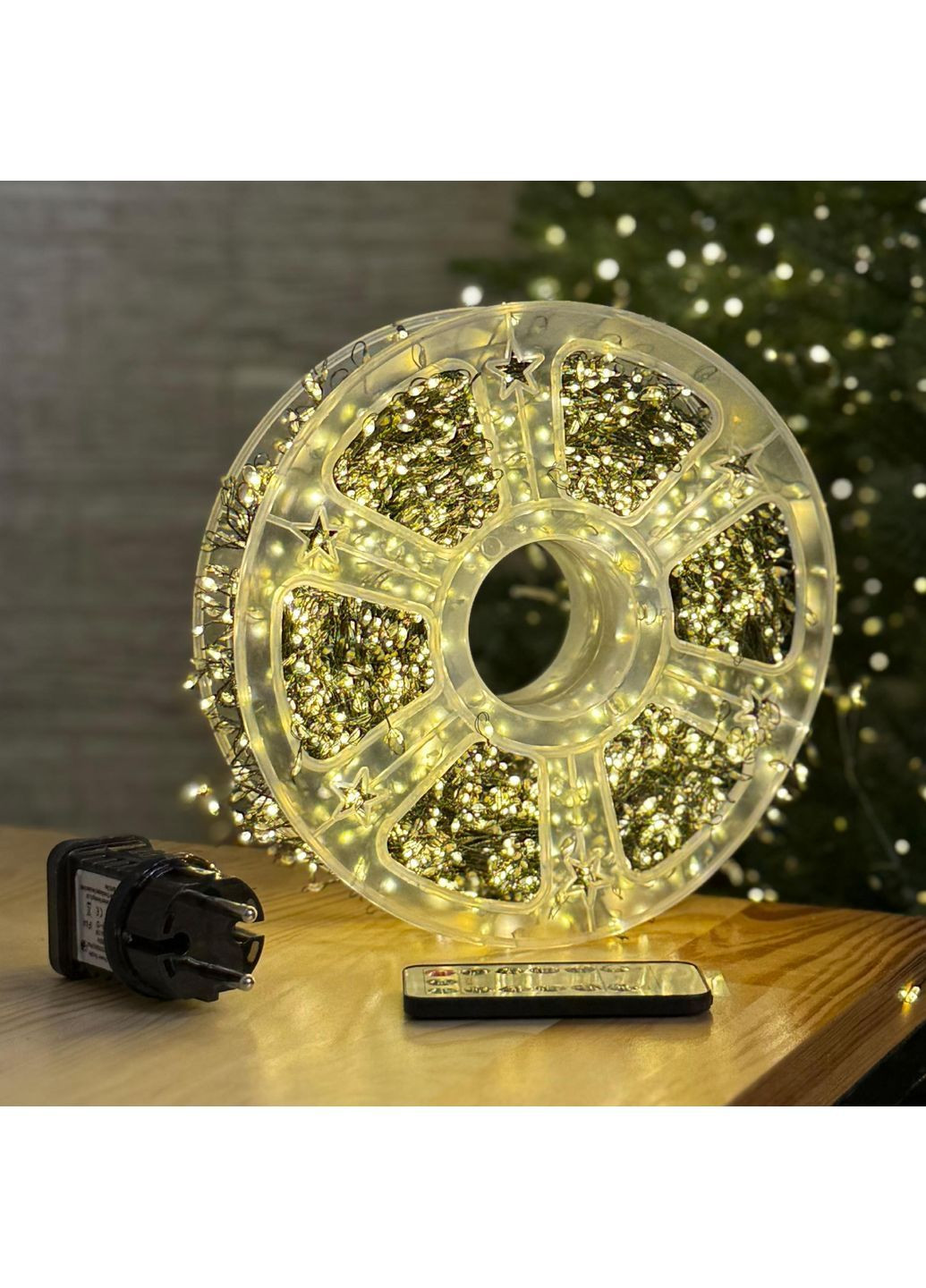 Гірлянда нитка-мішура 30 м (900 L) з пультом на USB та з 8 режимами на зеленому дроті тепле світло (FC25033) No Brand (364859668)