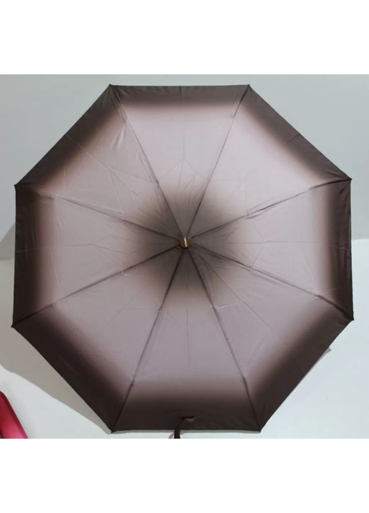 Коричнева надійна з коричневою ручкою жіноча парасоля top rain 8 спиць, складана, компактна Toprain (365778566)